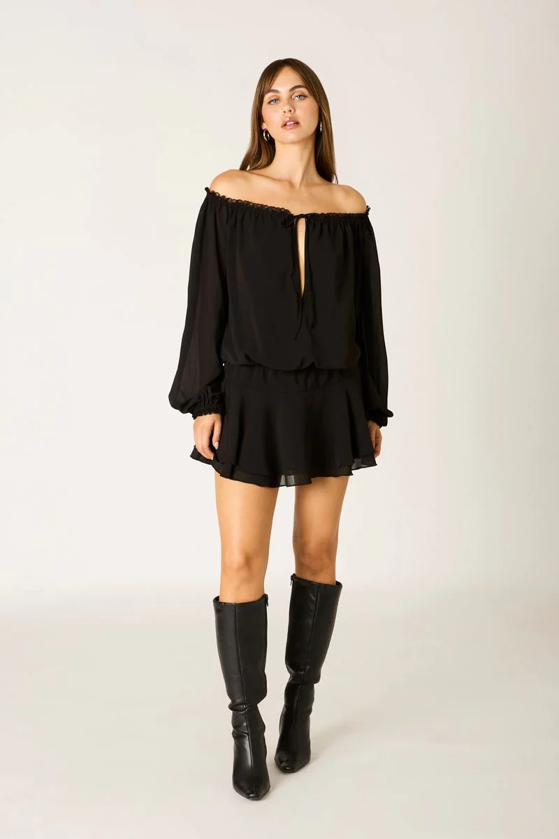Chiffon Off-The-Shoulder Mini Dress - Image 2