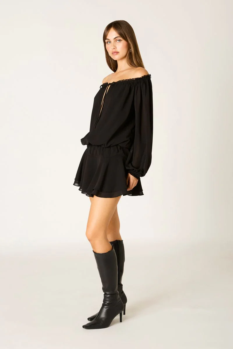 Chiffon Off-The-Shoulder Mini Dress - Image 3