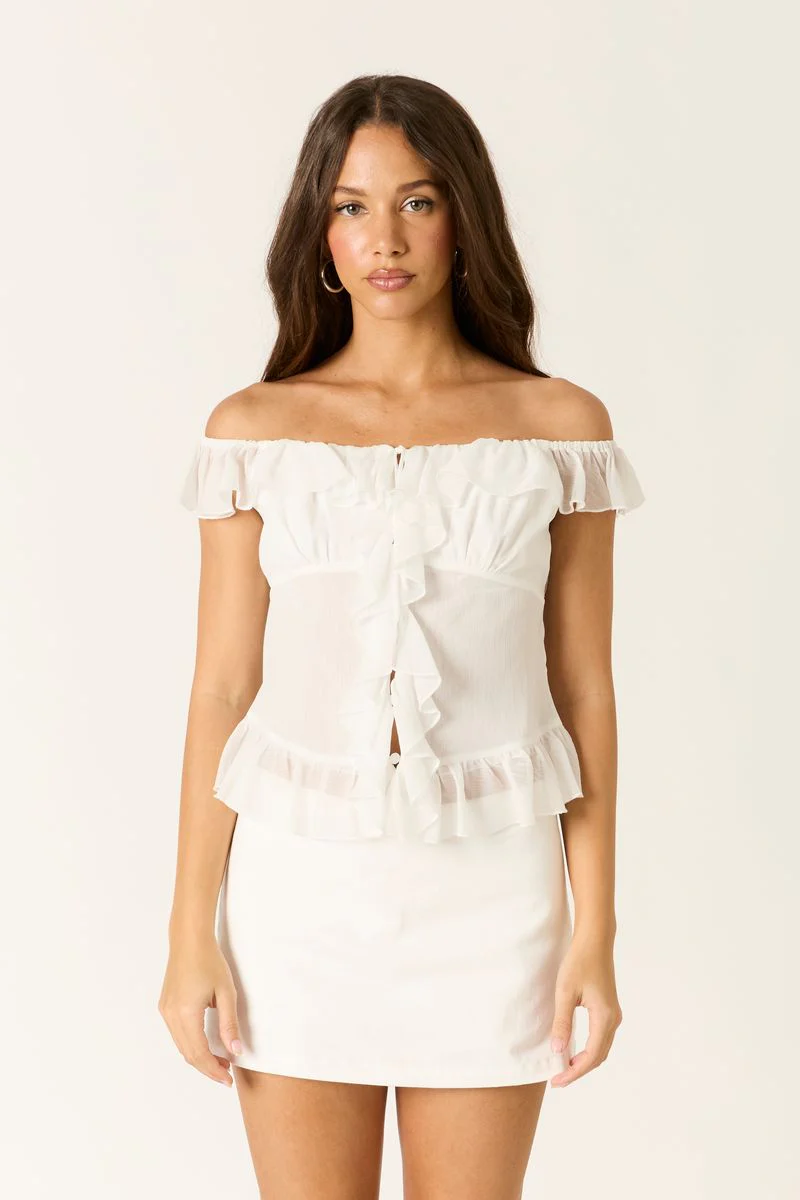 Chiffon Off The Shoulder Top - Image 2