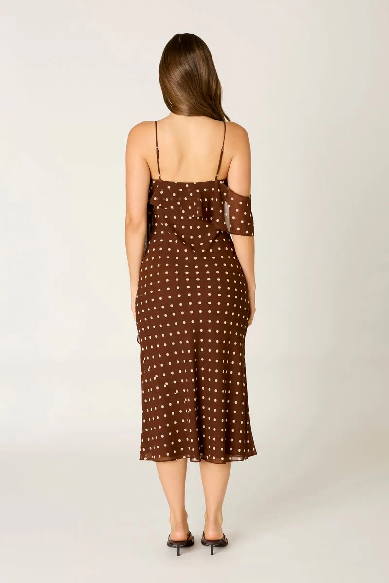 Chiffon Polka Dot Midi Dress - Image 5
