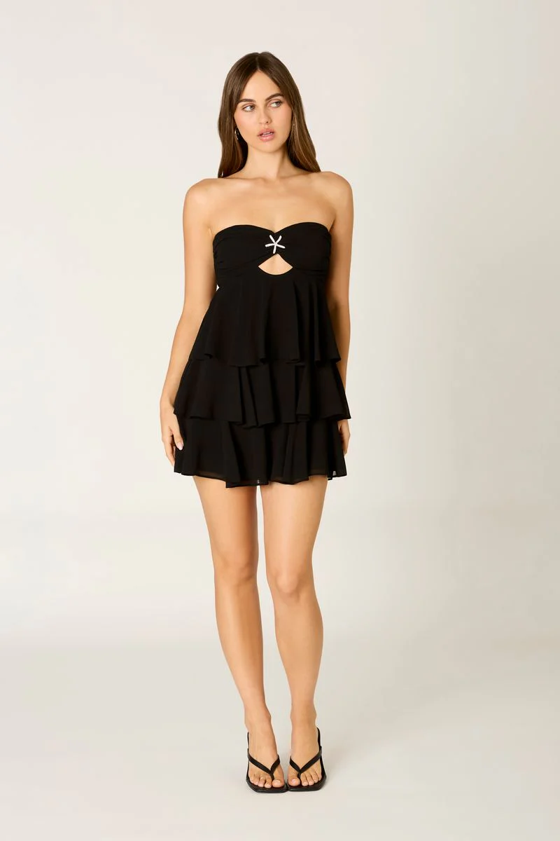 Chiffon Strapless Mini Dress - Image 3