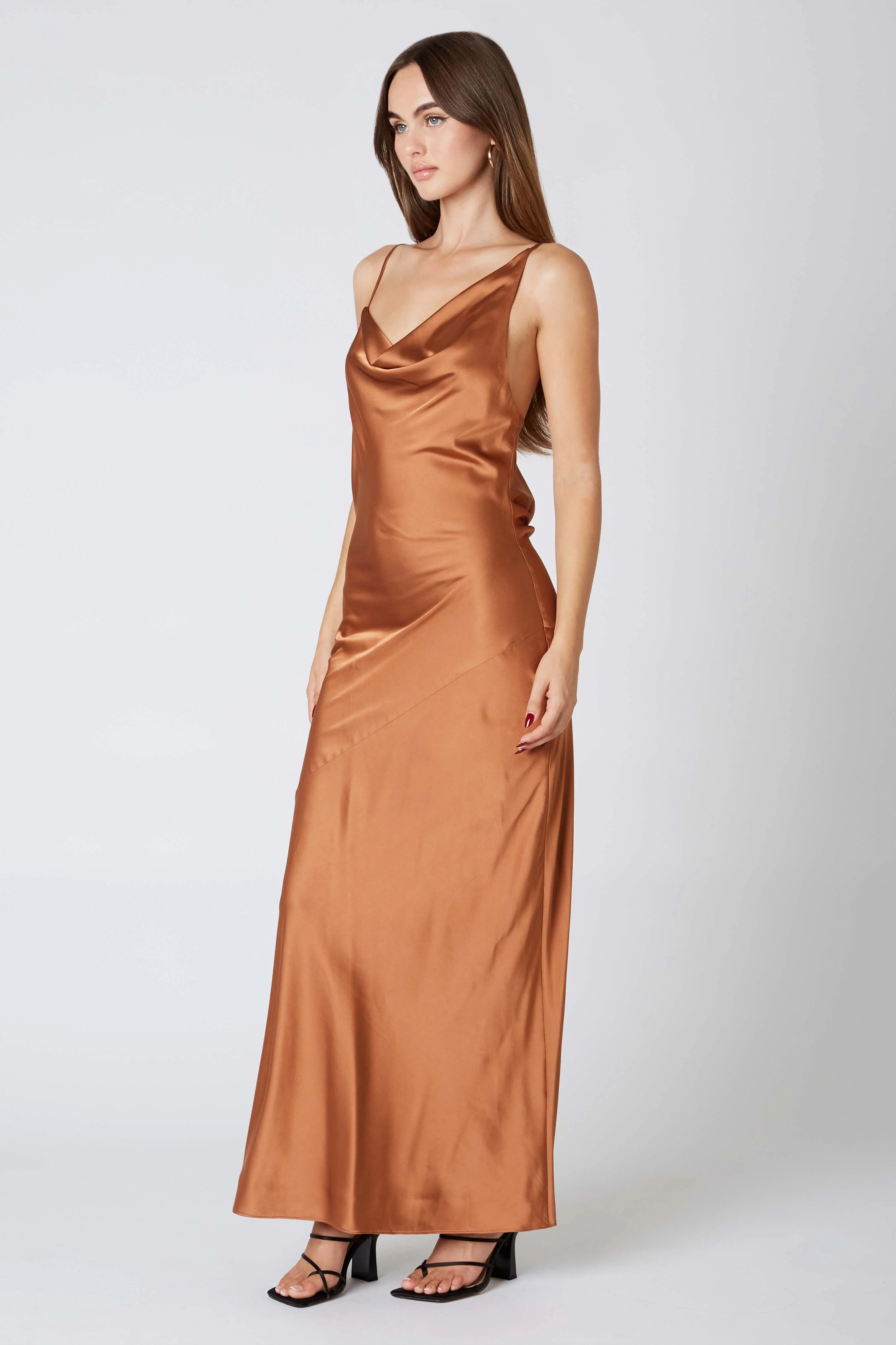 Cowlback Satin Maxi Dress - Image 10