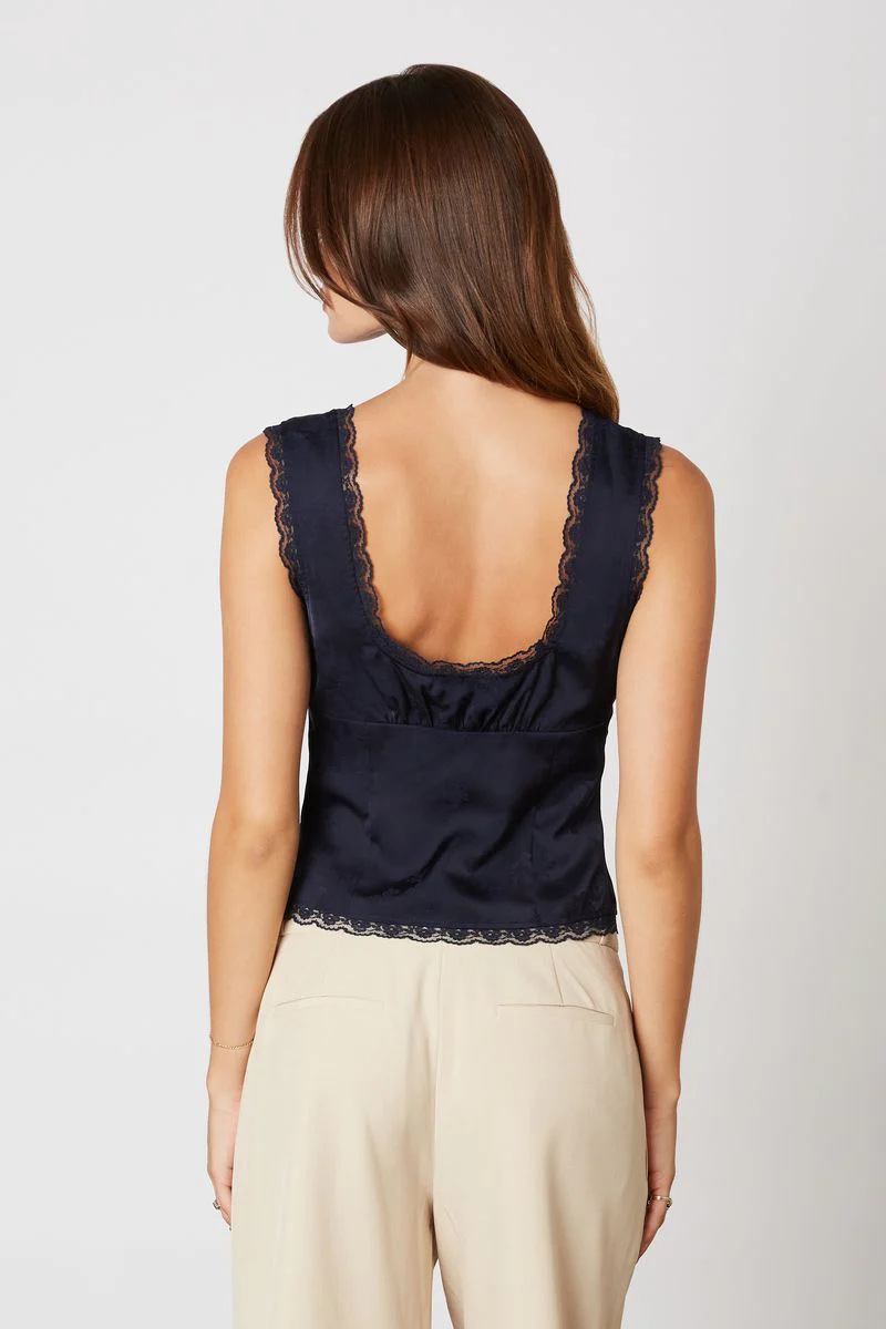 Satin Tie Front Top - Image 3