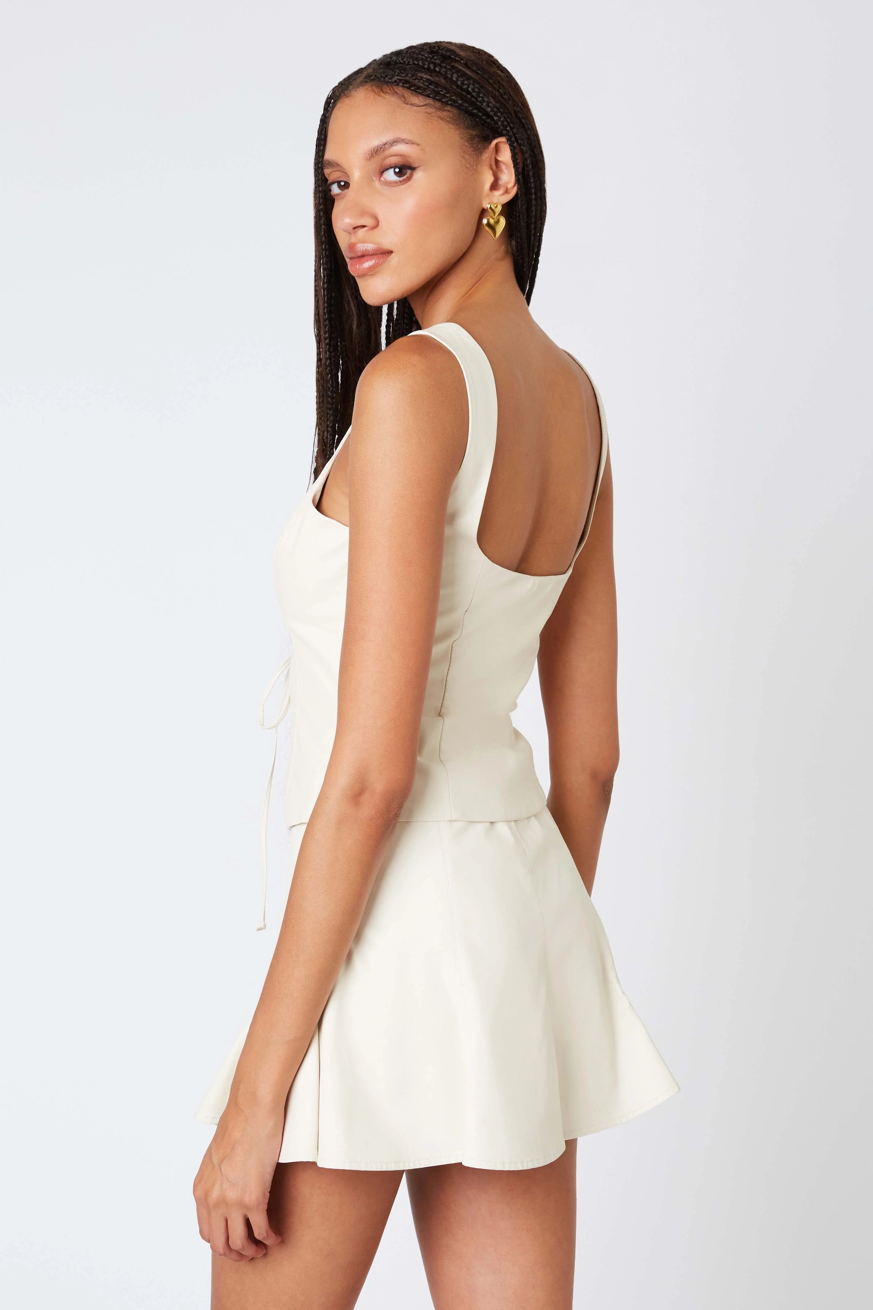 Faux Leather Pleated Mini Skort - Image 8