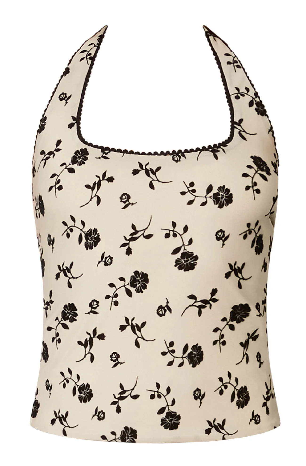 Flocked Velvet Mesh Halter Top - Image 4