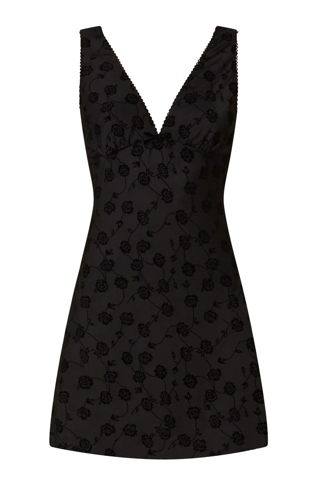 Flocked Velvet Mesh Mini Dress - Image 4
