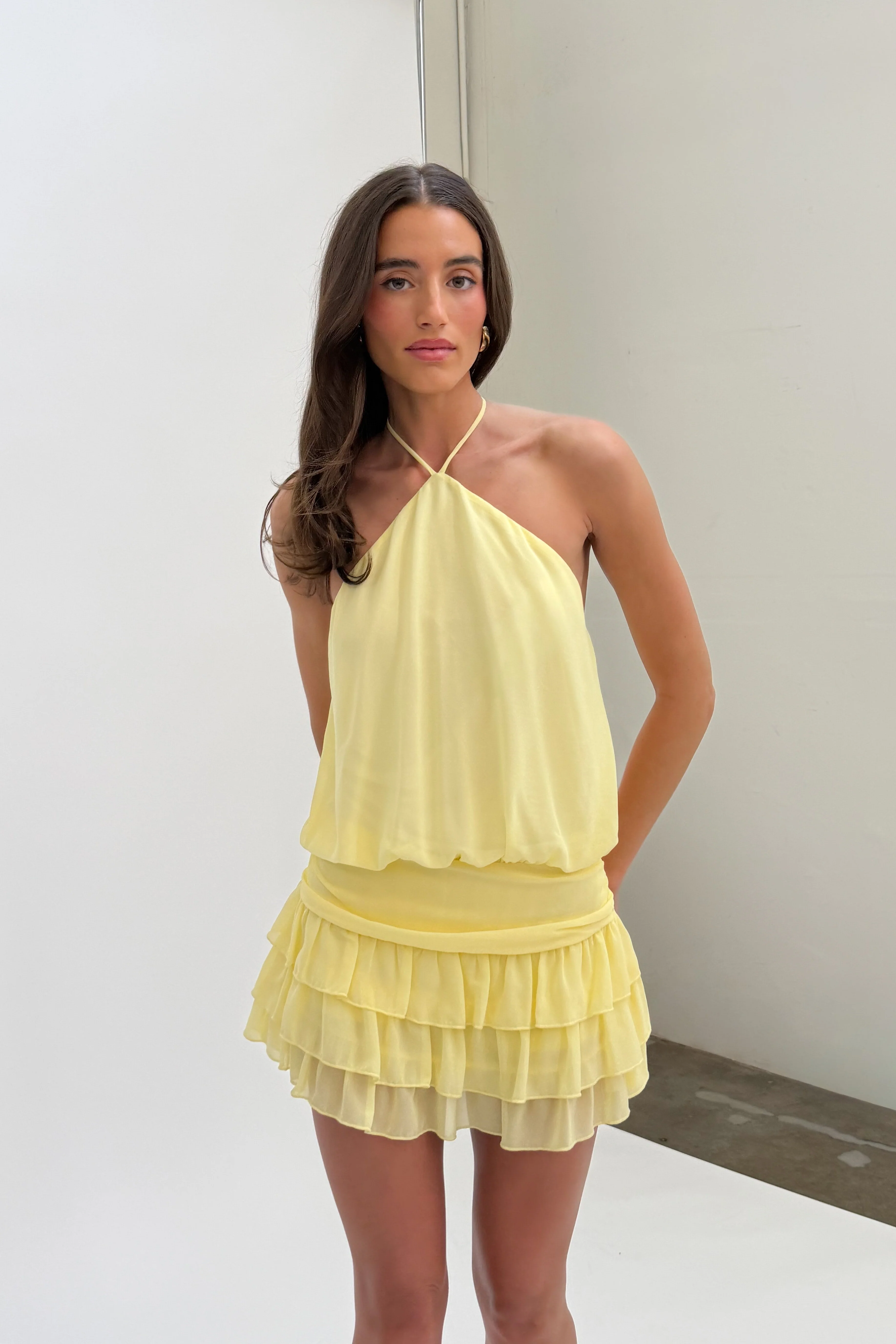 Halter Ruffle Mini Dress