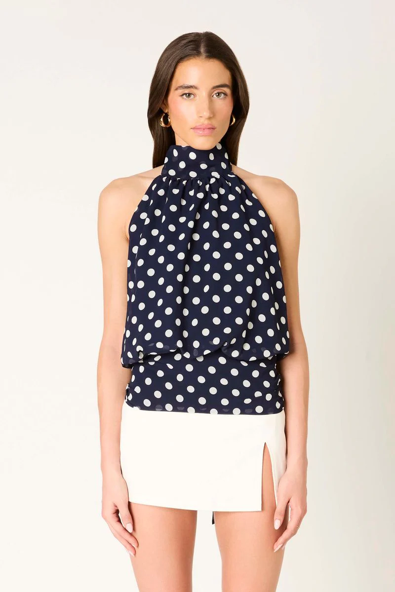 High Neck Polka Dot Top - Image 2