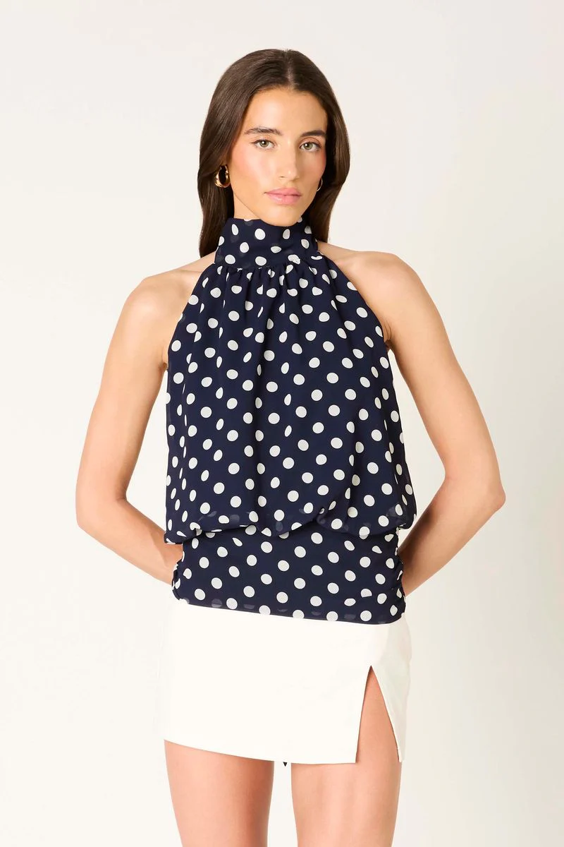 High Neck Polka Dot Top - Image 3