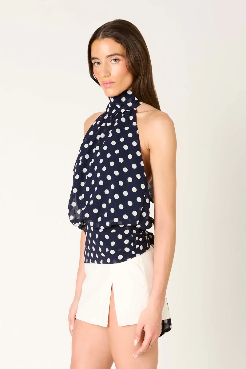 High Neck Polka Dot Top - Image 4