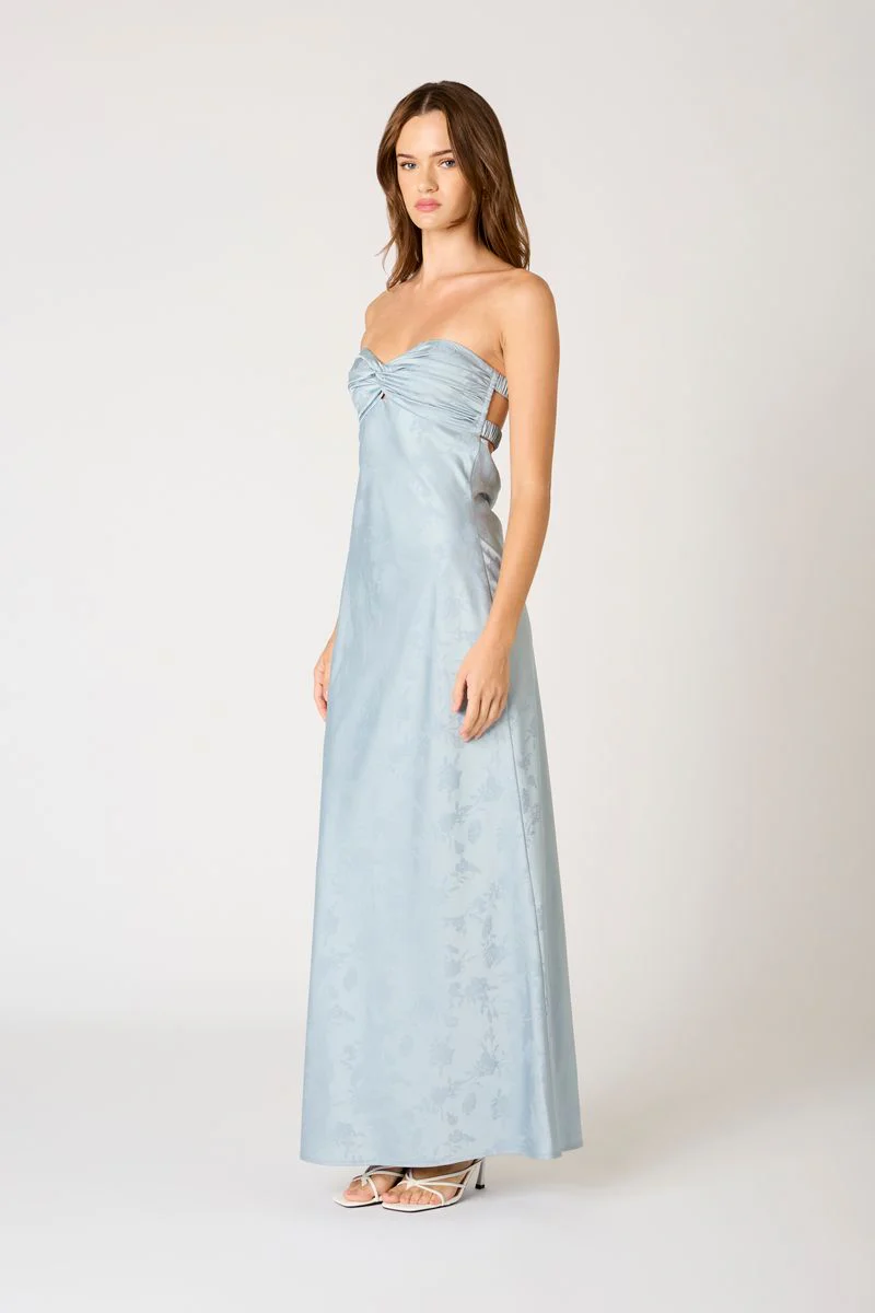 Jacquard Strapless Satin Maxi Dress - Image 2