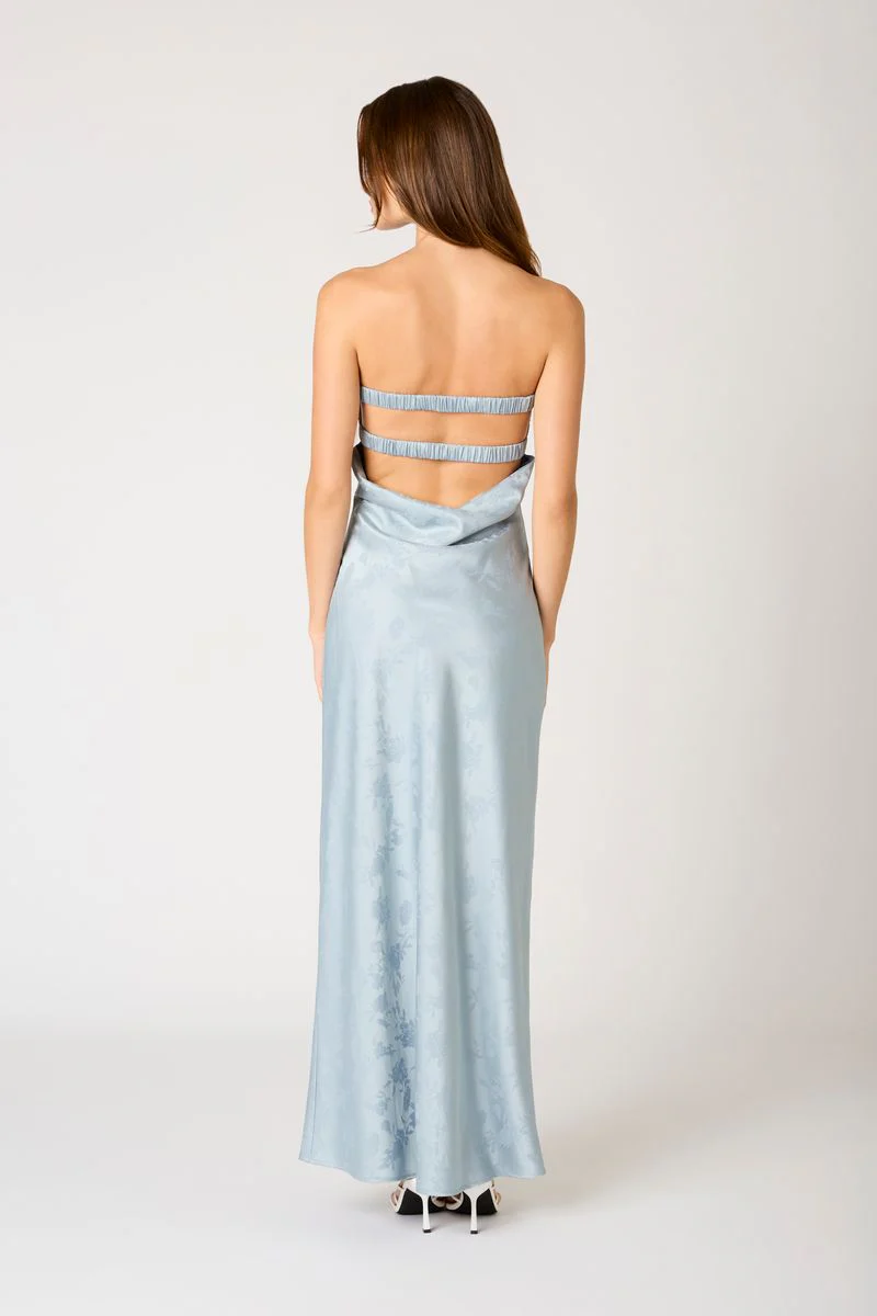Jacquard Strapless Satin Maxi Dress - Image 3