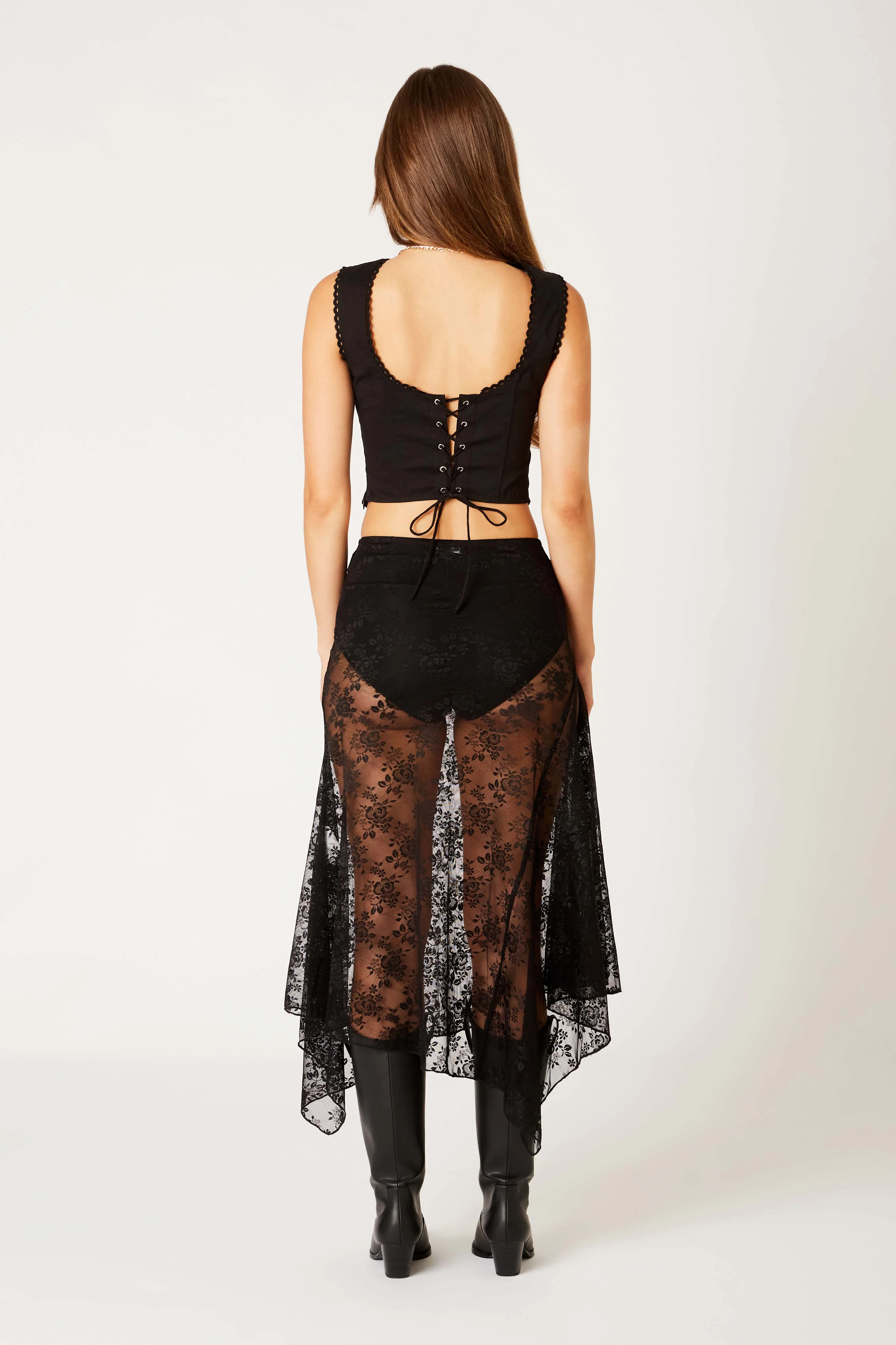 Lace Asymmetrical Midi Skirt - Image 6