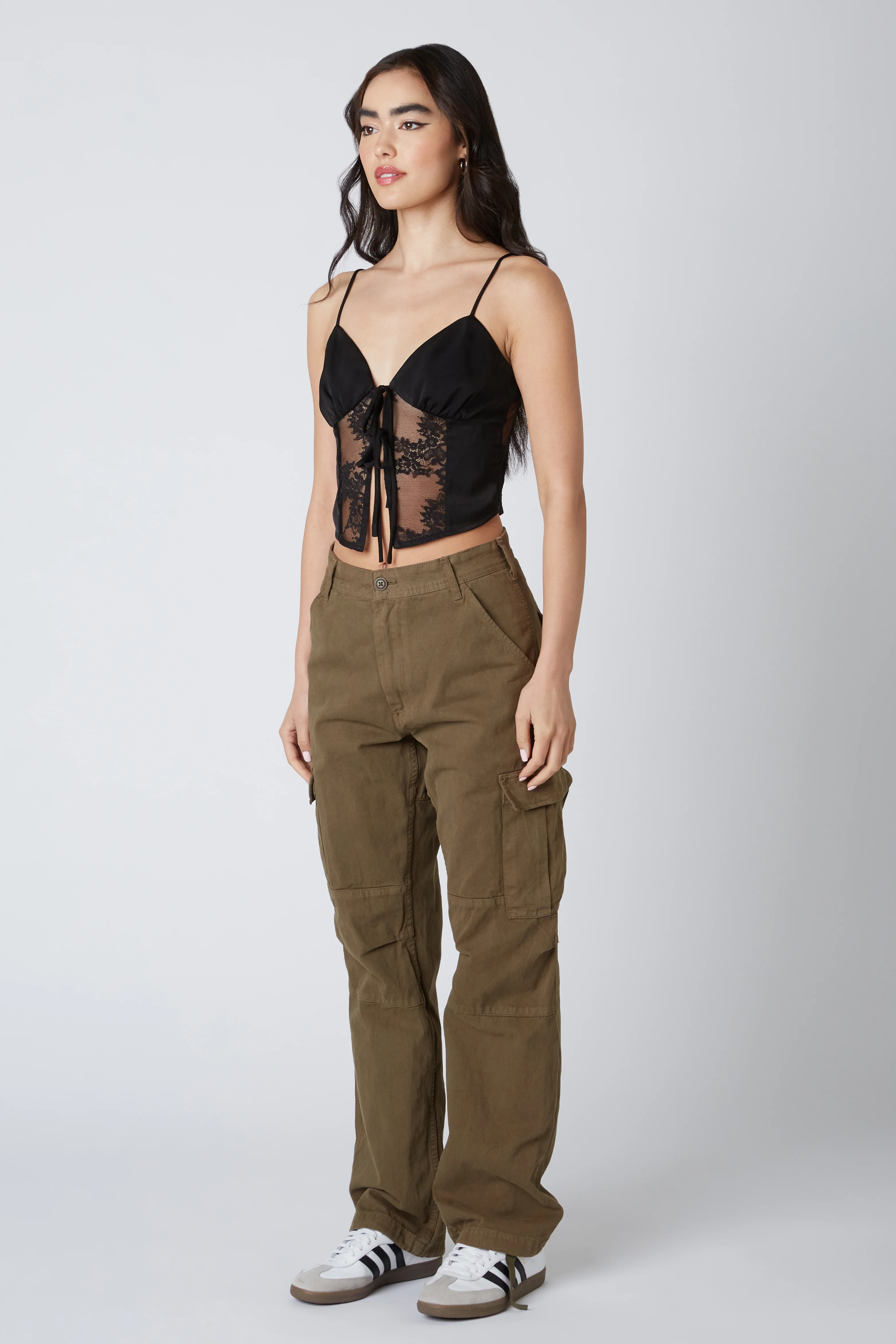Lace Panel Satin Top - Image 11