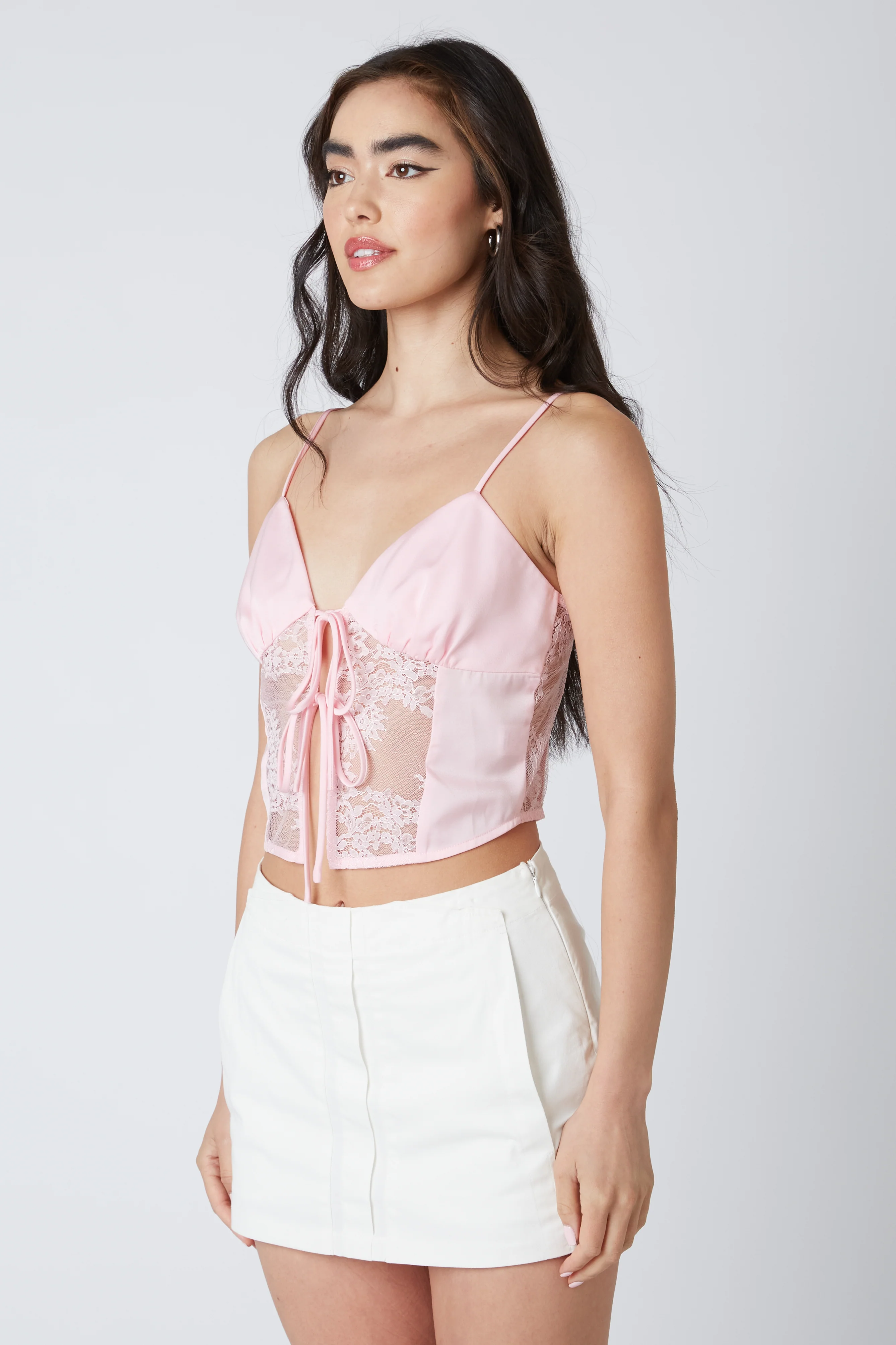 Lace Panel Satin Top - Image 3