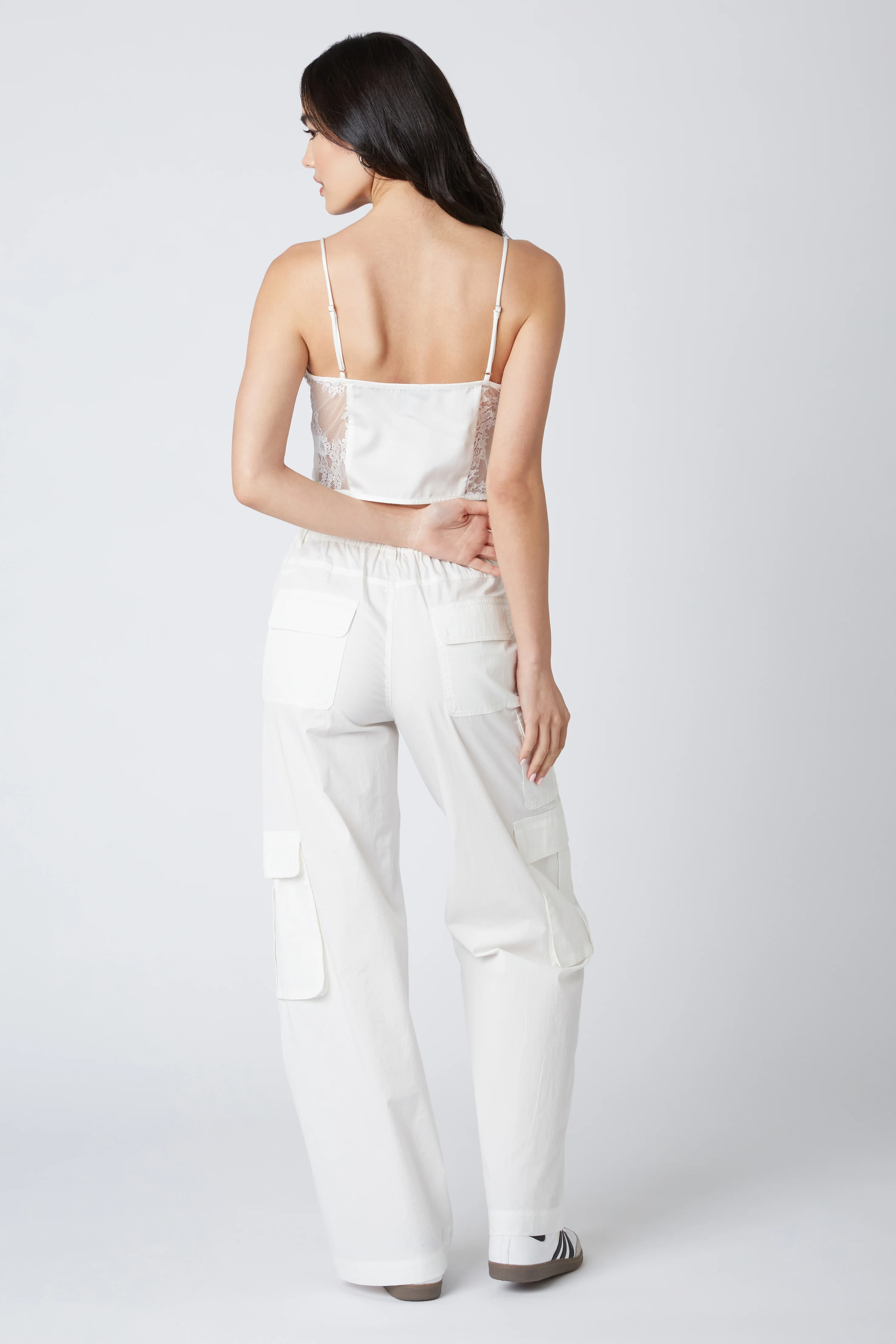 Lace Panel Satin Top - Image 8