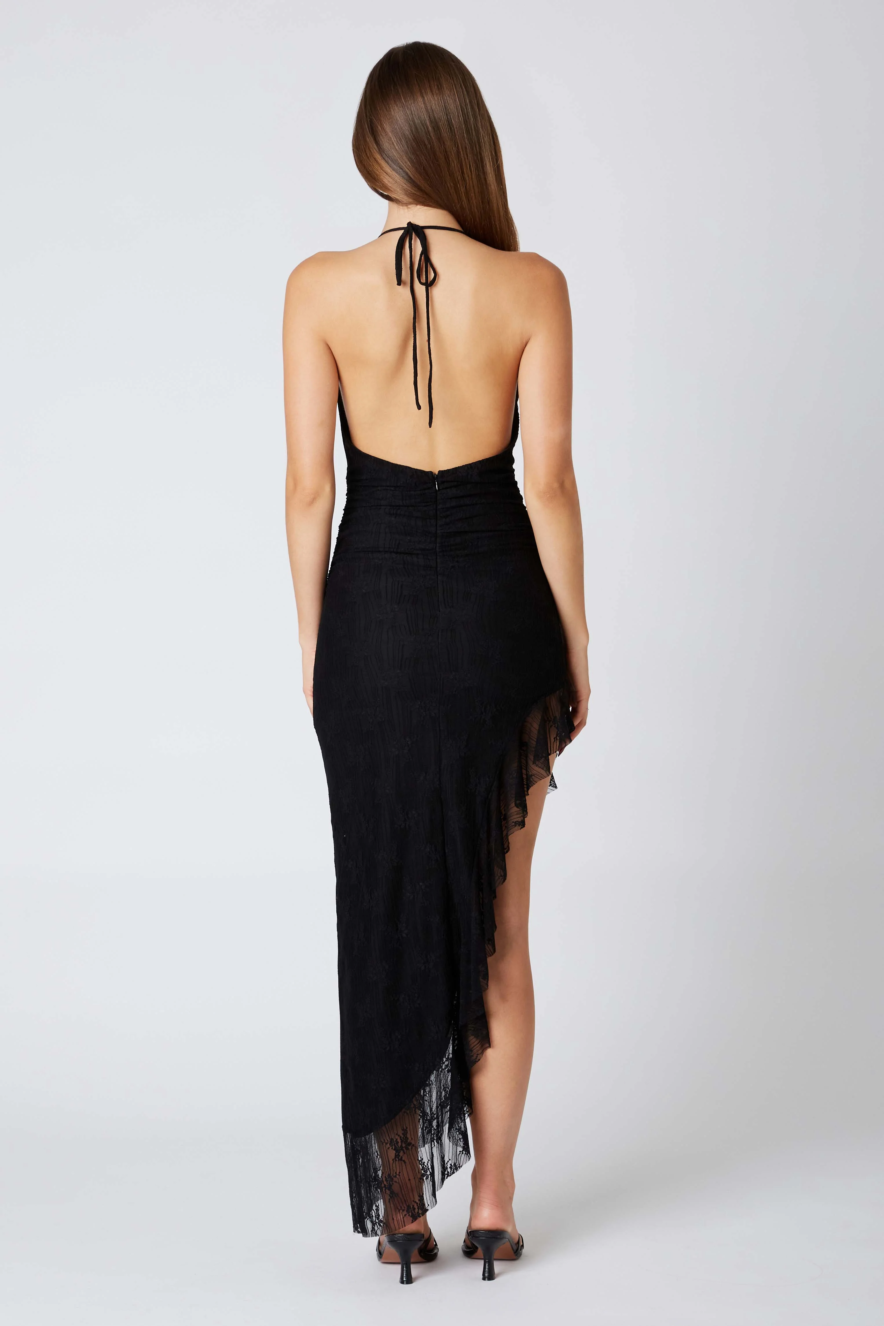 Lace Halter Asymmetrical Midi Dress - Image 19