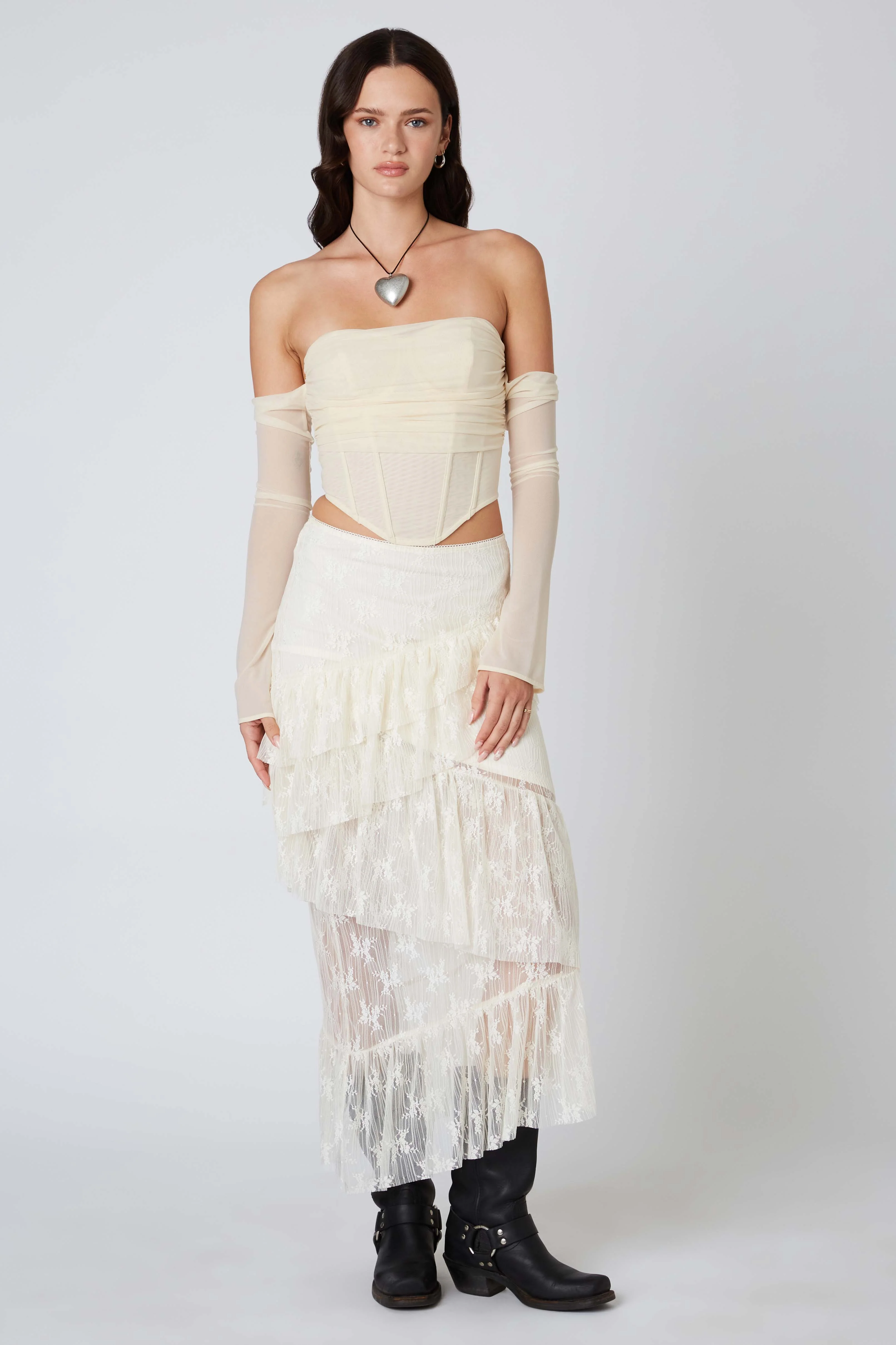 Lace Midi Tiered Skirt - Image 2