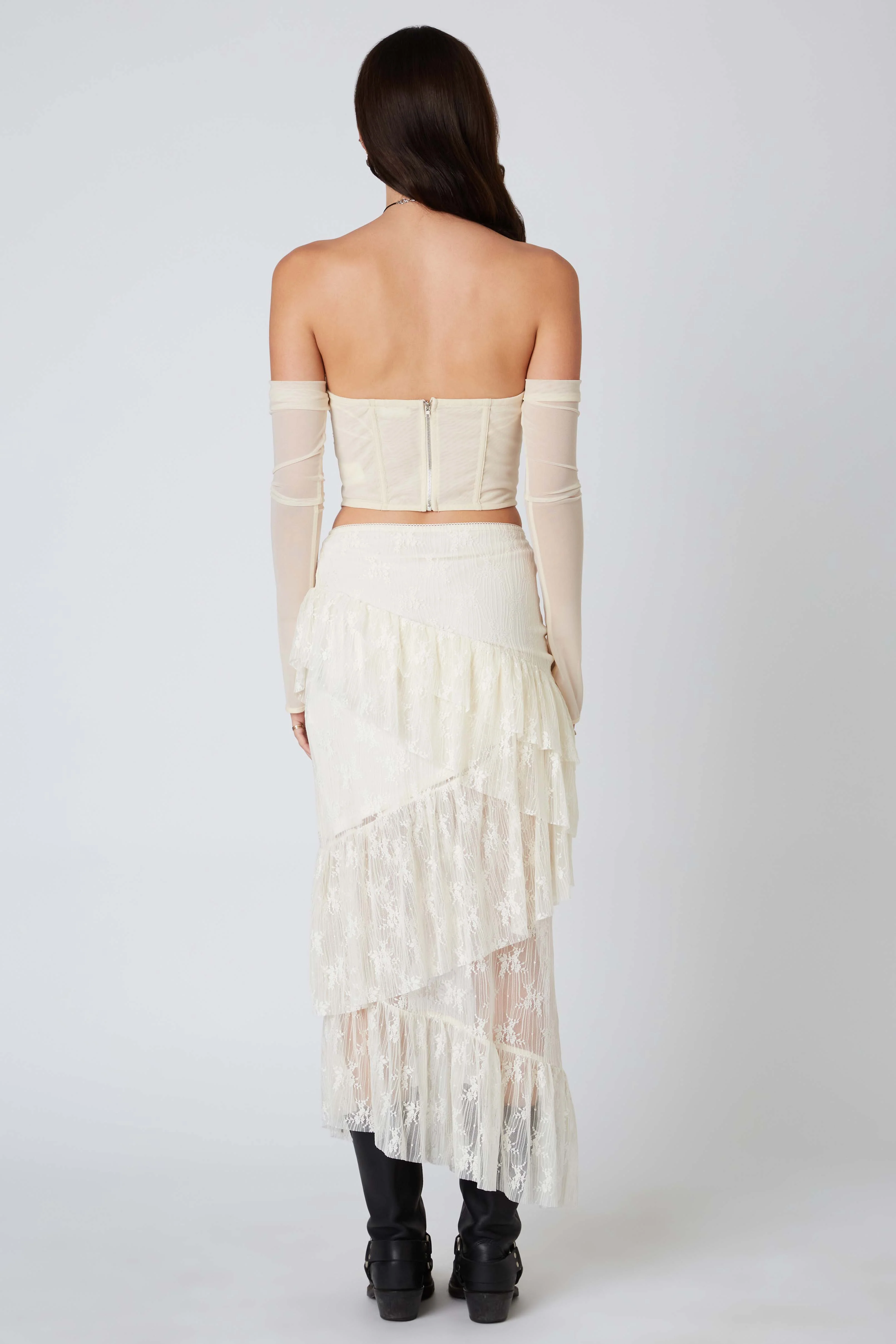 Lace Midi Tiered Skirt - Image 5