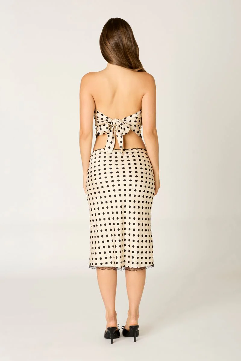 Lace Trim Polka Dot Midi Skirt - Image 4