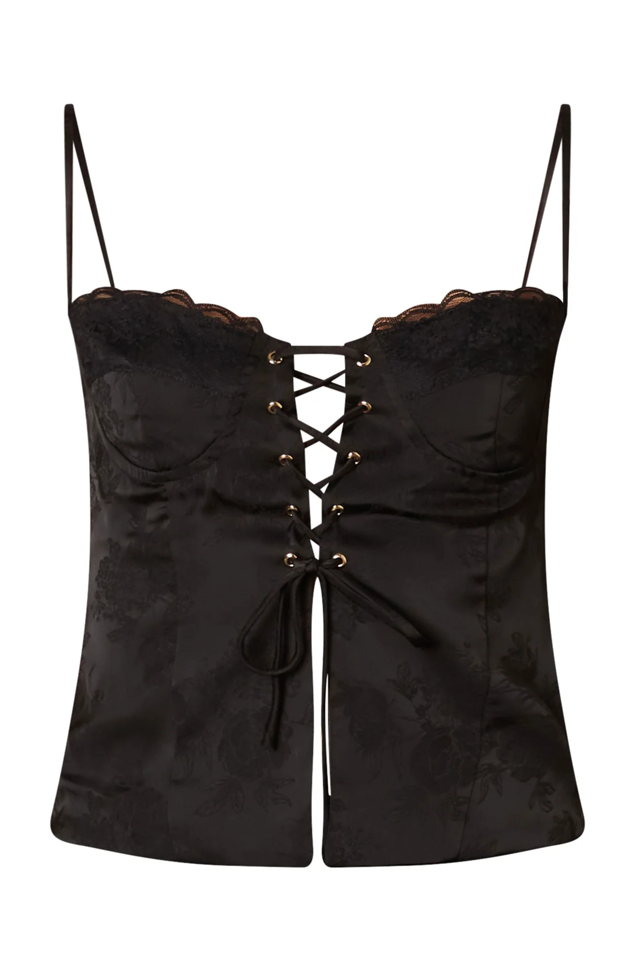 Lace Up Jacquard Bustier Top - Image 4