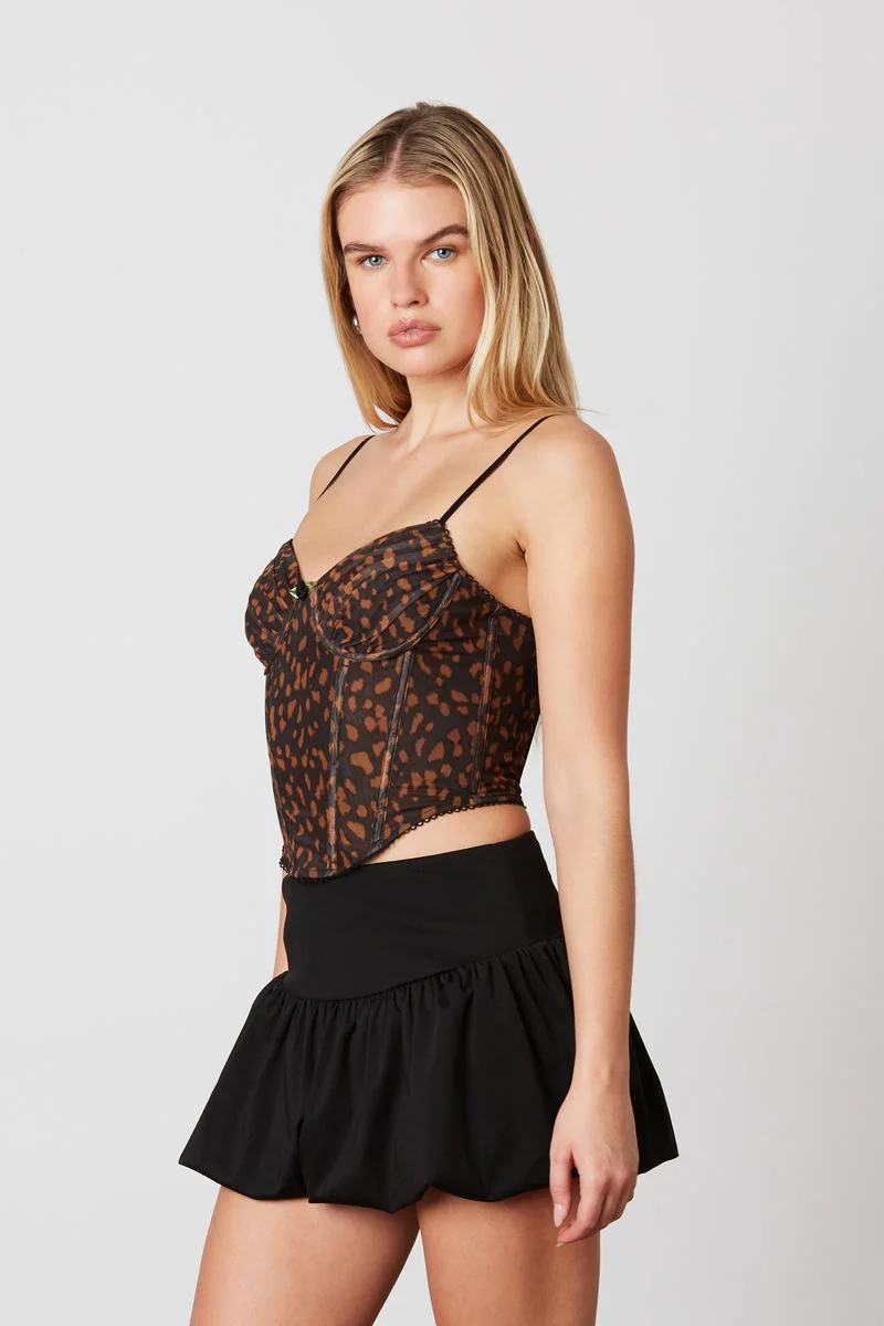 Leopard Mesh Bustier Top - Image 2