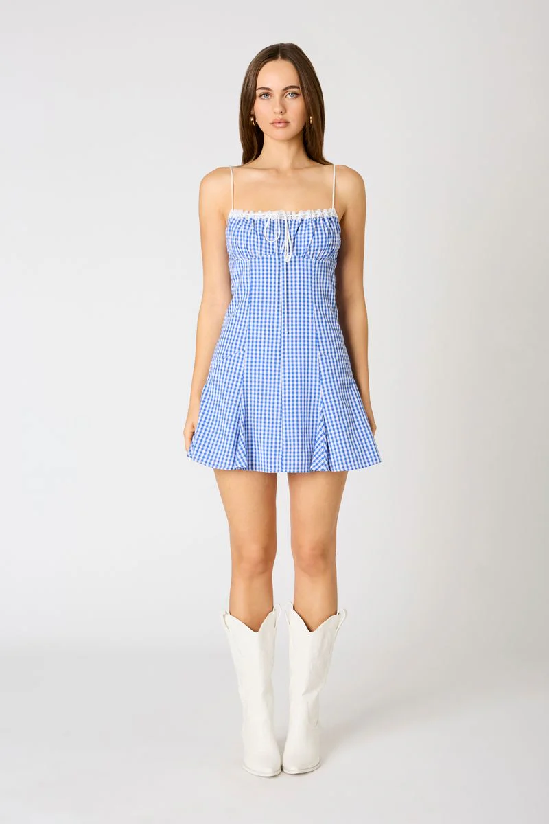 Milkmaid Gingham Mini Dress - Image 2