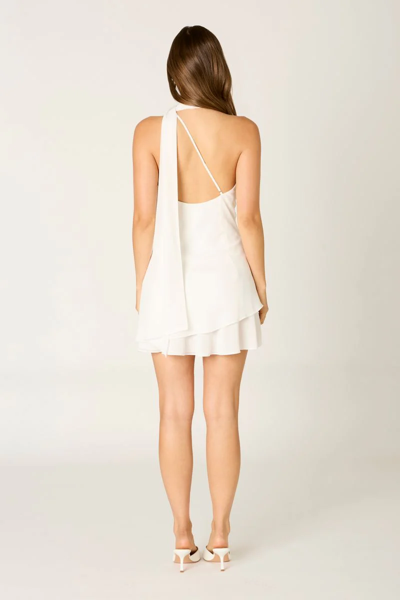One-Shoulder Chiffon Mini Dress - Image 4