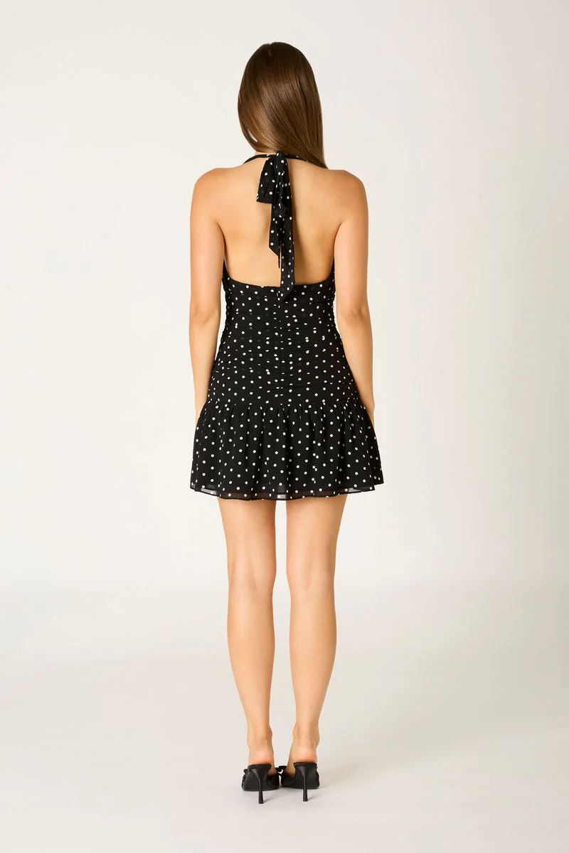 Polka Dot Halter Mini Dress - Image 4