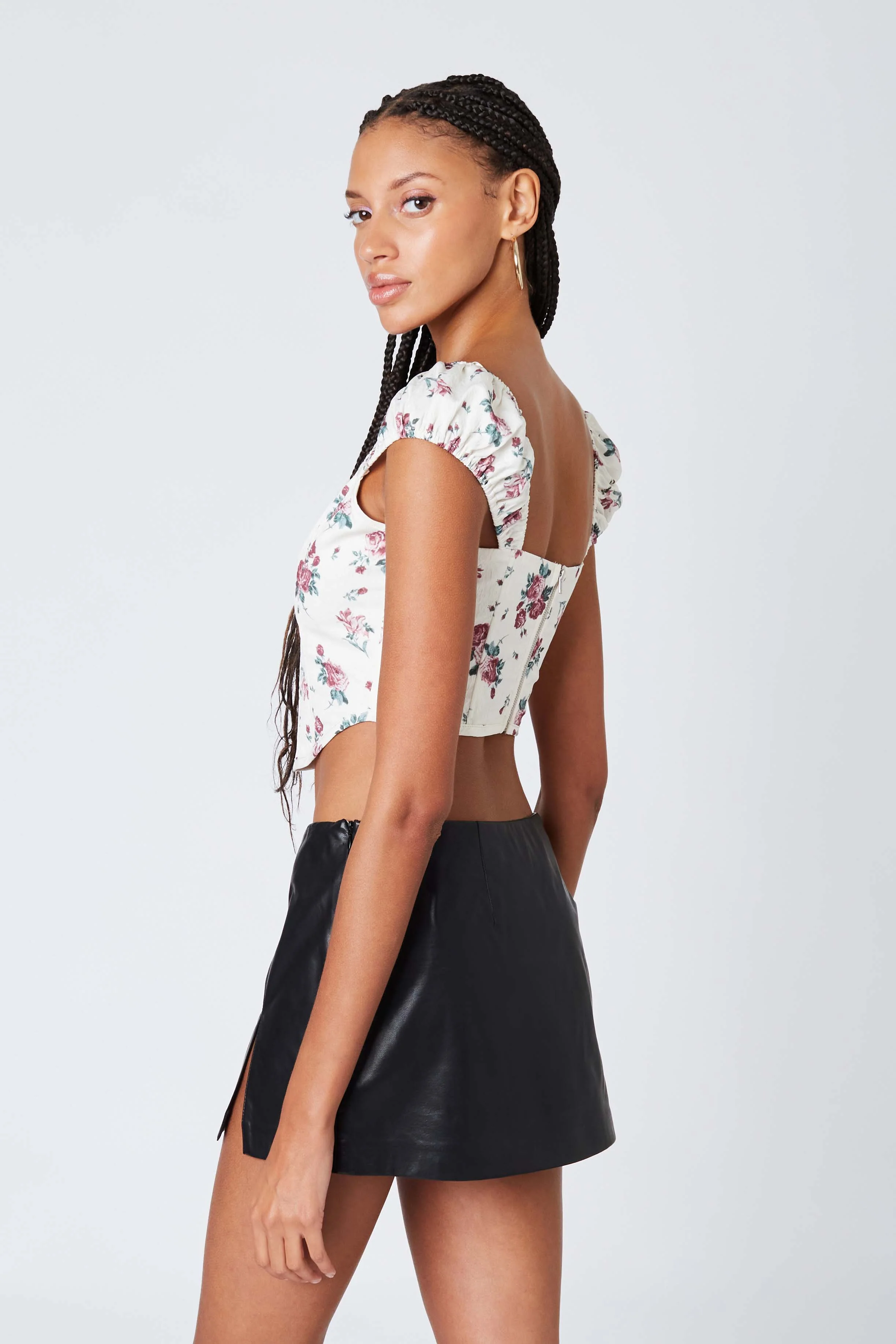 Puff Sleeve Floral Corset - Image 4