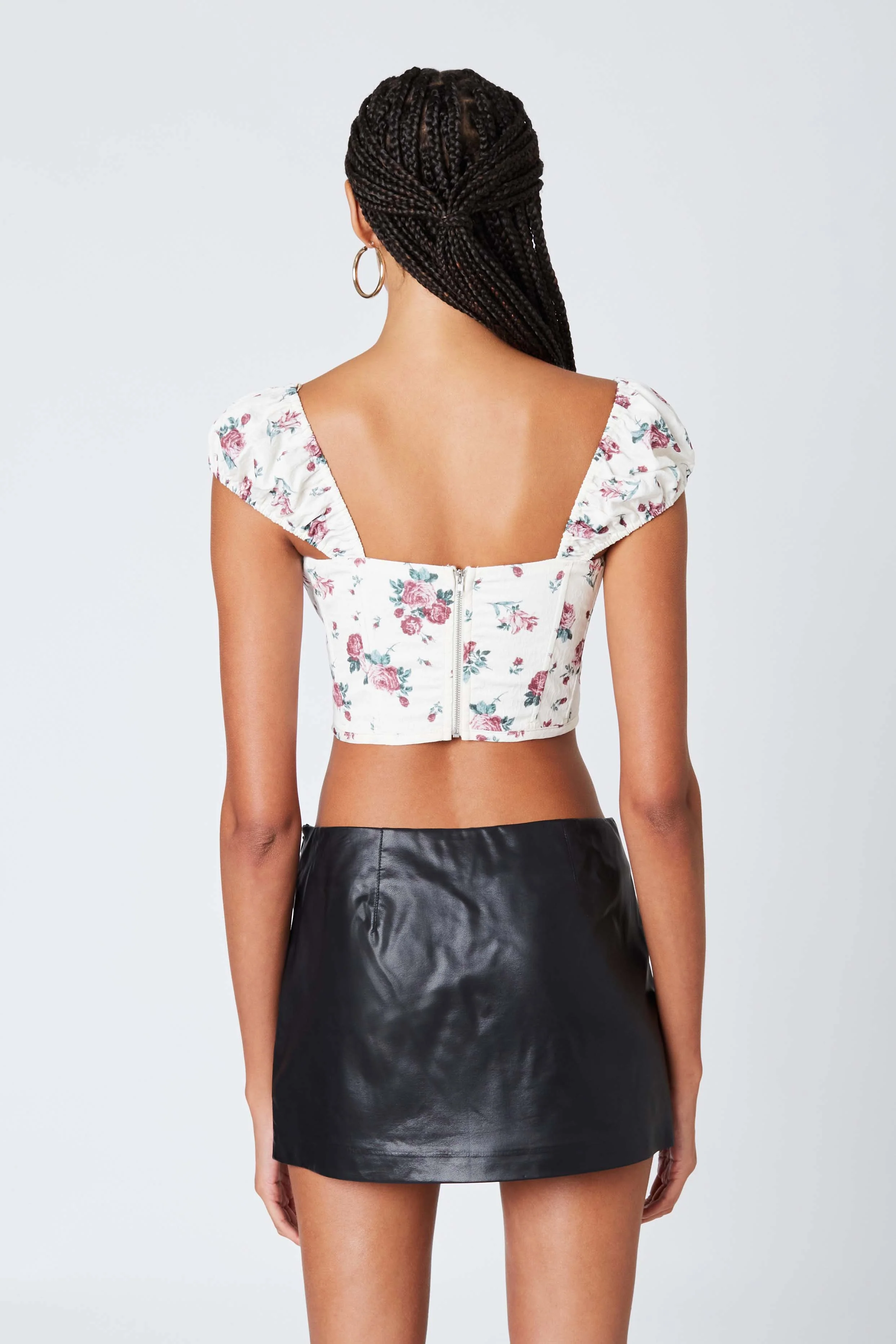 Puff Sleeve Floral Corset - Image 5
