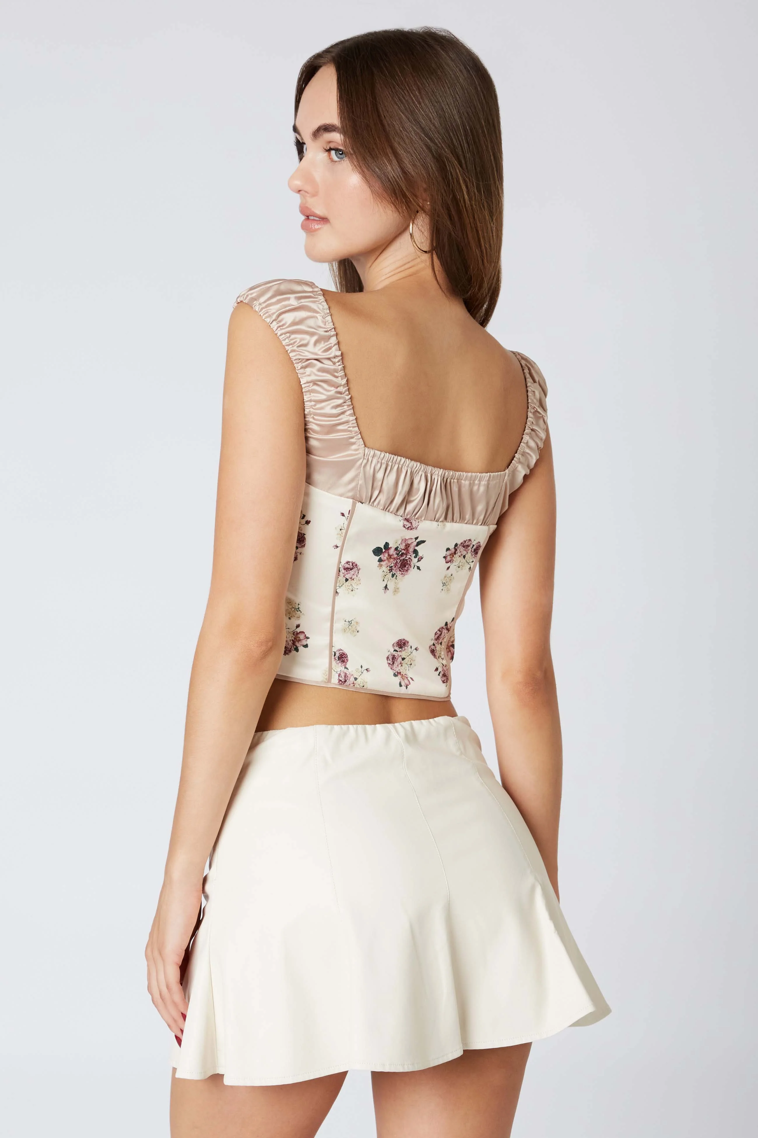 Puff Sleeve Satin Corset - Image 4