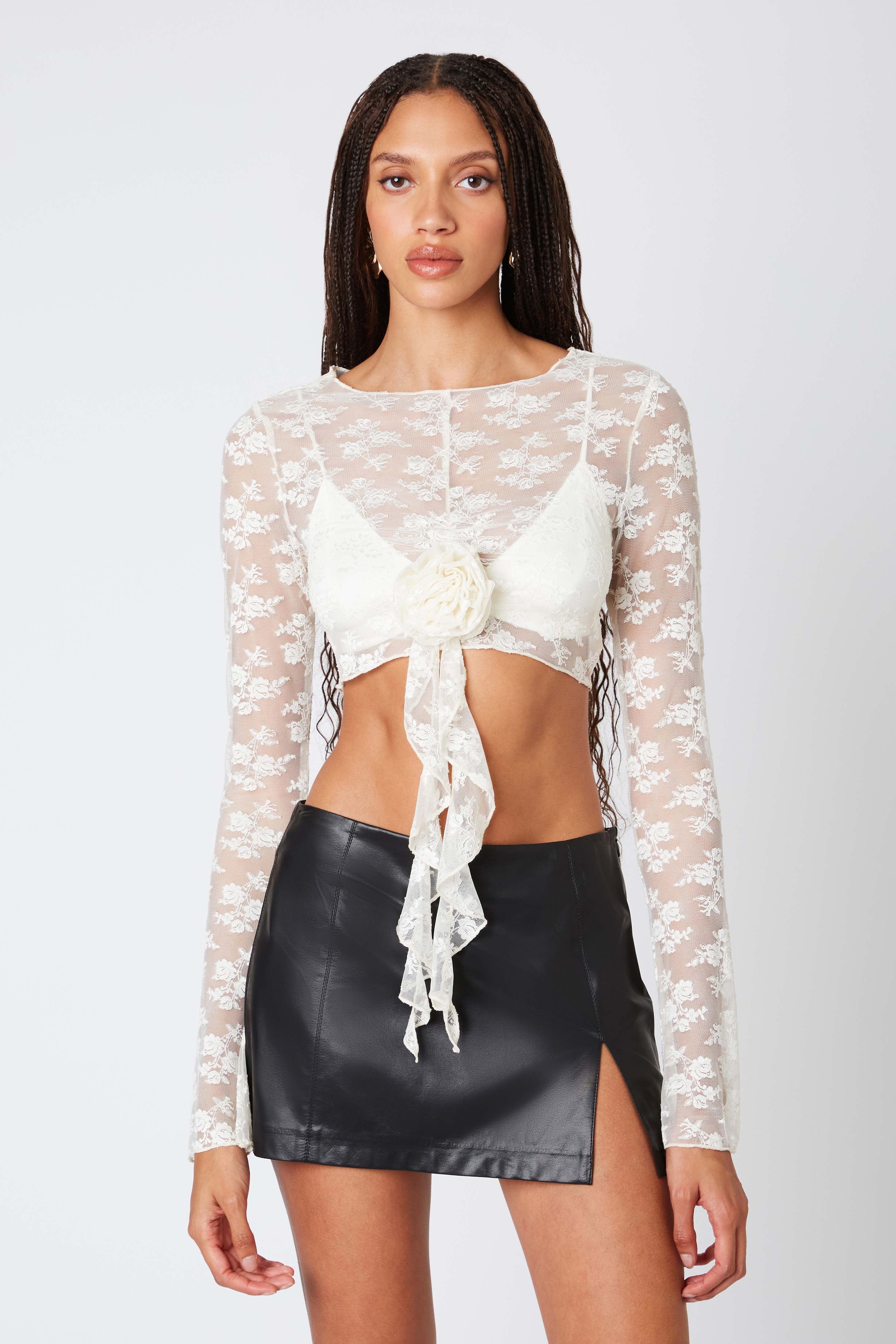 Rosette Lace Crop Top - Image 3