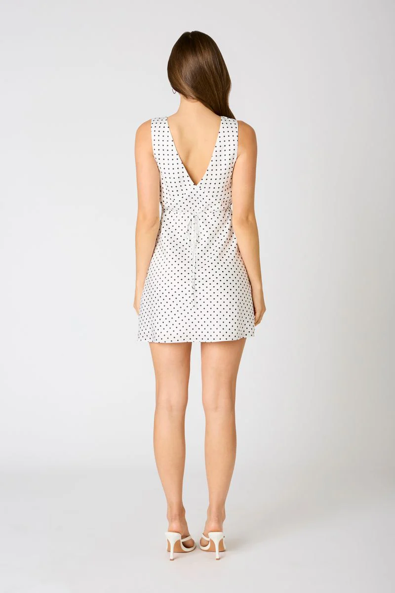 Satin Bias Polka Dot Mini Dress - Image 3