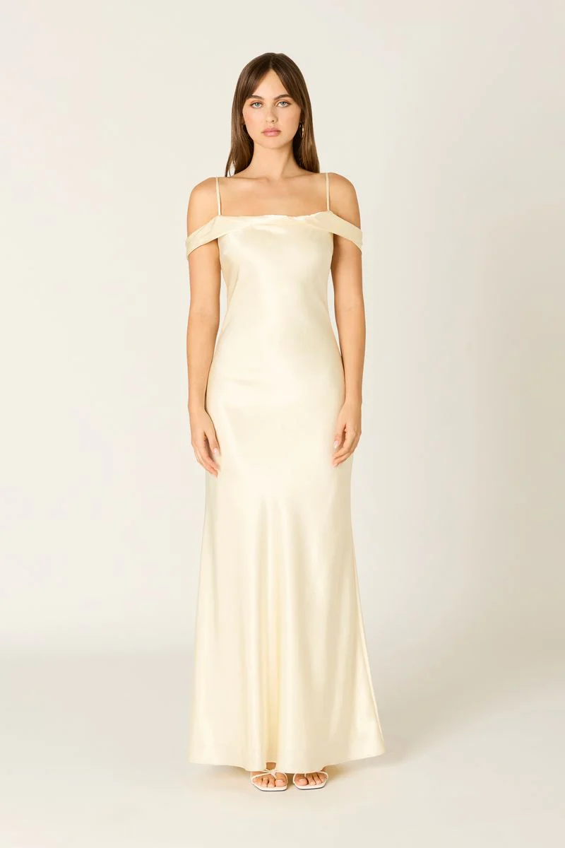 Satin Off The Shoulder Gown - Image 2