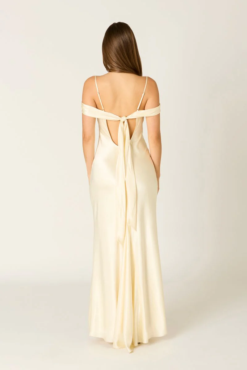 Satin Off The Shoulder Gown - Image 4