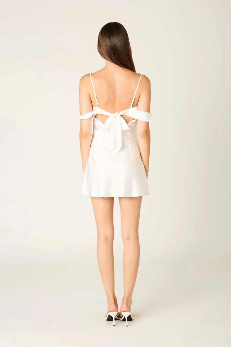 Satin Off The Shoulder Mini Dress - Image 3