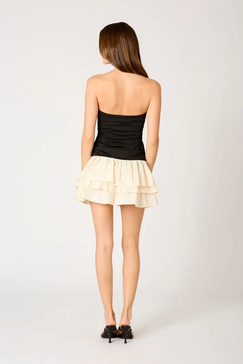 Strapless Contrast Mini Dress - Image 3