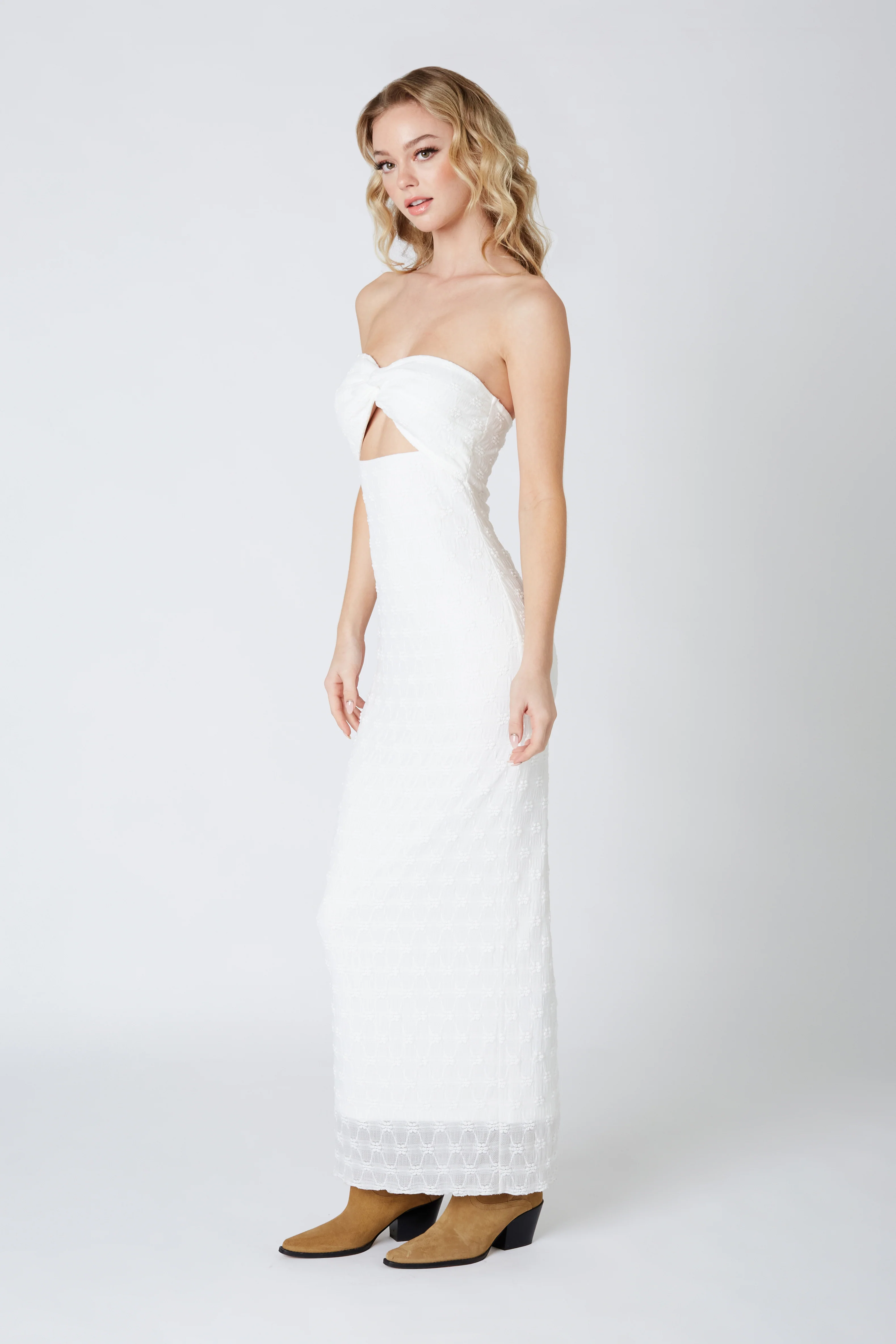 Strapless Lace Cut Out Maxi Dress - Image 3