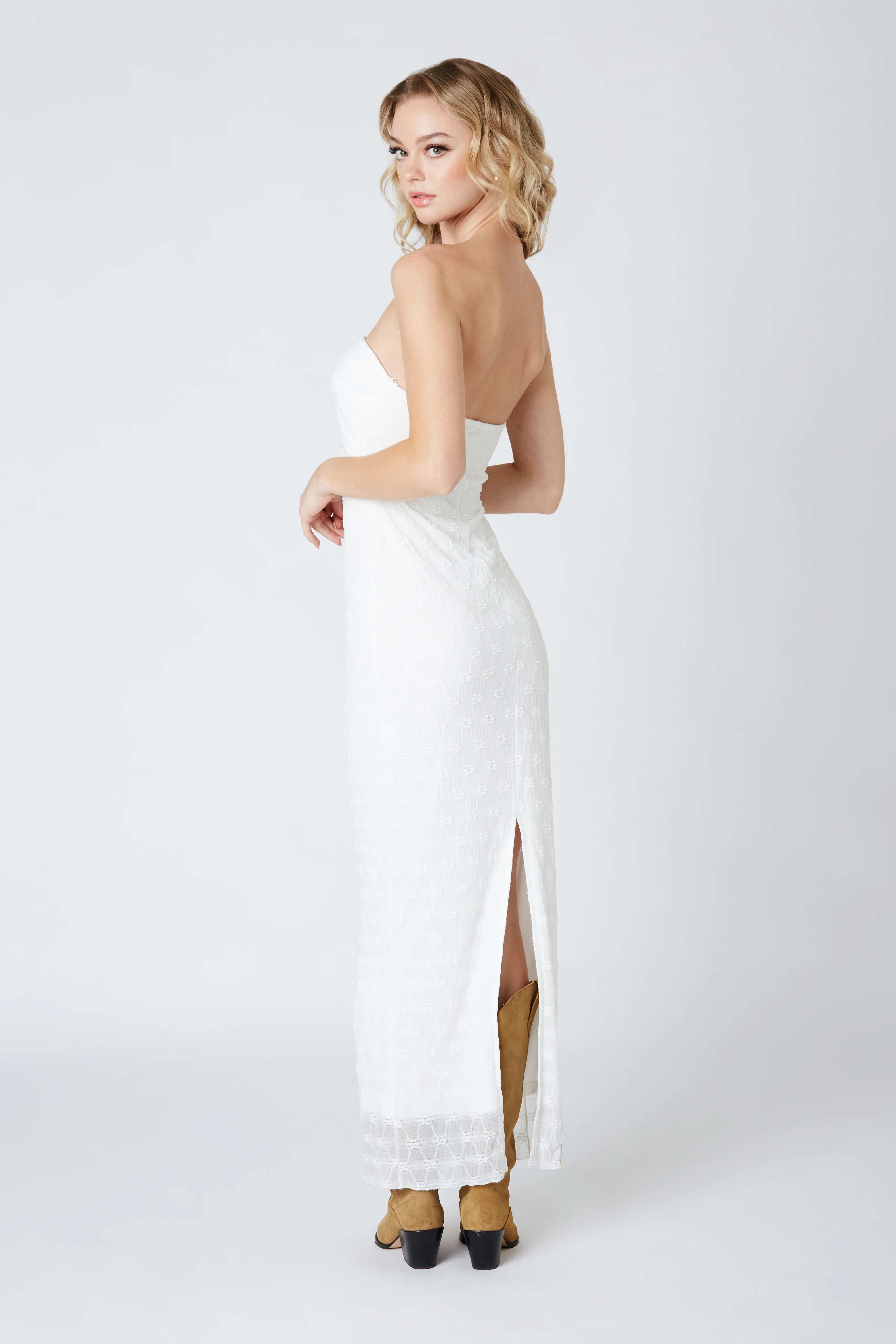 Strapless Lace Cut Out Maxi Dress - Image 4