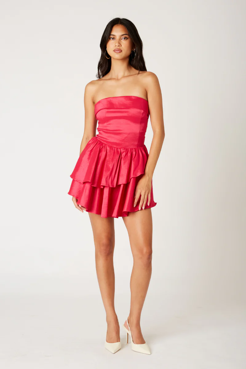 Taffeta Mini Flounce Dress - Image 7