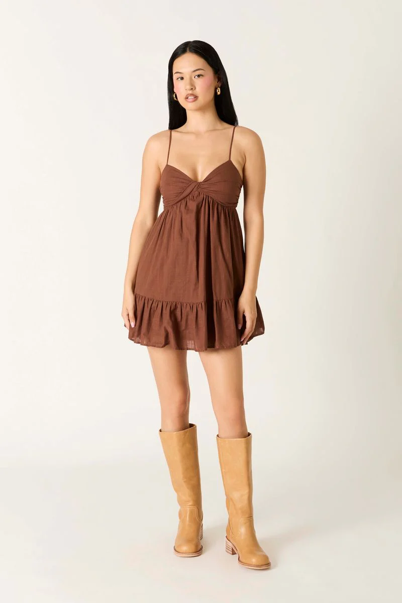 Twist Front Babydoll Mini Dress