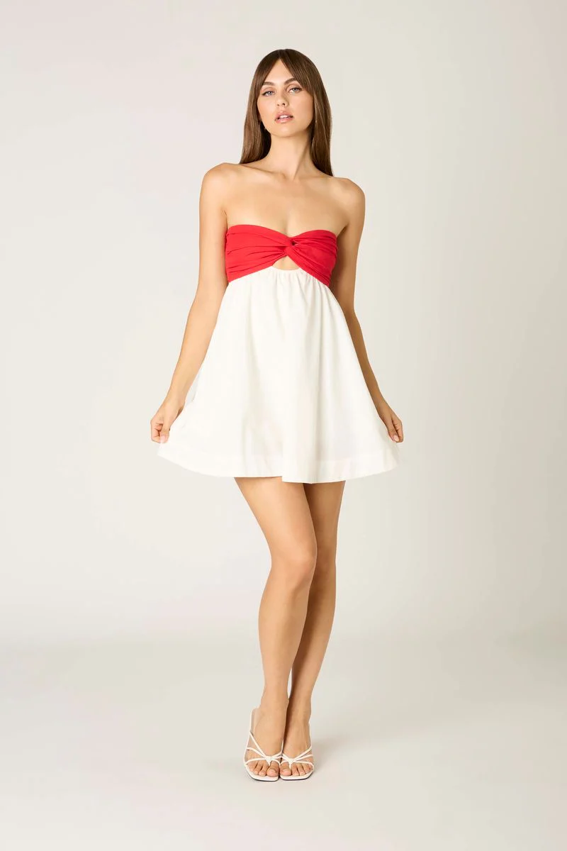 Two-Tone Strapless Mini Dress - Image 2